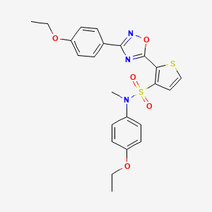 molecular formula C23H23N3O5S2 B3204859 N-(4-ethoxyphenyl)-2-[3-(4-ethoxyphenyl)-1,2,4-oxadiazol-5-yl]-N-methylthiophene-3-sulfonamide CAS No. 1040634-79-4