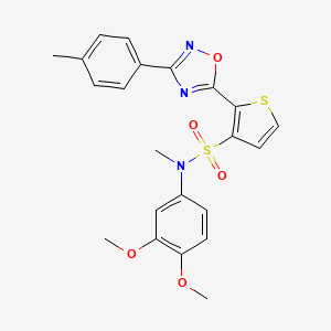 molecular formula C22H21N3O5S2 B3204868 N-(3,4-dimethoxyphenyl)-N-methyl-2-[3-(4-methylphenyl)-1,2,4-oxadiazol-5-yl]thiophene-3-sulfonamide CAS No. 1040635-11-7