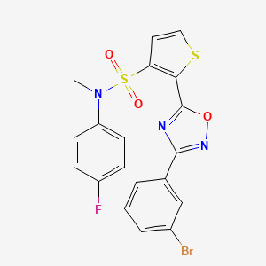 molecular formula C19H13BrFN3O3S2 B3204875 2-[3-(3-bromophenyl)-1,2,4-oxadiazol-5-yl]-N-(4-fluorophenyl)-N-methylthiophene-3-sulfonamide CAS No. 1040635-35-5