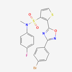 molecular formula C19H13BrFN3O3S2 B3204877 2-[3-(4-bromophenyl)-1,2,4-oxadiazol-5-yl]-N-(4-fluorophenyl)-N-methylthiophene-3-sulfonamide CAS No. 1040635-43-5