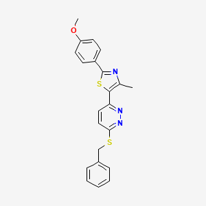 molecular formula C22H19N3OS2 B3204895 5-(6-(Benzylthio)pyridazin-3-yl)-2-(4-methoxyphenyl)-4-methylthiazole CAS No. 1040636-33-6