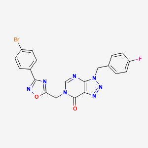 molecular formula C20H13BrFN7O2 B3204904 6-((3-(4-bromophenyl)-1,2,4-oxadiazol-5-yl)methyl)-3-(4-fluorobenzyl)-3H-[1,2,3]triazolo[4,5-d]pyrimidin-7(6H)-one CAS No. 1040636-55-2