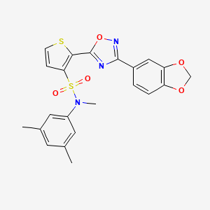 molecular formula C22H19N3O5S2 B3204910 2-[3-(1,3-benzodioxol-5-yl)-1,2,4-oxadiazol-5-yl]-N-(3,5-dimethylphenyl)-N-methylthiophene-3-sulfonamide CAS No. 1040637-31-7