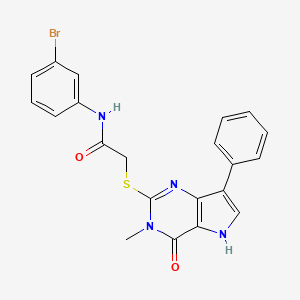 molecular formula C21H17BrN4O2S B3204920 N-(3-bromophenyl)-2-((3-methyl-4-oxo-7-phenyl-4,5-dihydro-3H-pyrrolo[3,2-d]pyrimidin-2-yl)thio)acetamide CAS No. 1040637-80-6