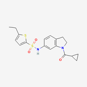 molecular formula C18H20N2O3S2 B3204927 N-(1-(cyclopropanecarbonyl)indolin-6-yl)-5-ethylthiophene-2-sulfonamide CAS No. 1040637-94-2