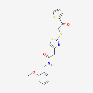 molecular formula C19H18N2O3S3 B3204938 N-(2-methoxybenzyl)-2-(2-((2-oxo-2-(thiophen-2-yl)ethyl)thio)thiazol-4-yl)acetamide CAS No. 1040638-30-9