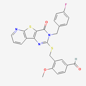 3-(((3-(4-Fluorobenzyl)-4-oxo-3,4-dihydropyrido[3',2':4,5]thieno[3,2-d]pyrimidin-2-yl)thio)methyl)-4-methoxybenzaldehyde