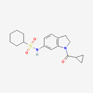 molecular formula C18H24N2O3S B3204954 N-(1-(cyclopropanecarbonyl)indolin-6-yl)cyclohexanesulfonamide CAS No. 1040638-33-2