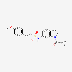 molecular formula C21H24N2O4S B3204974 N-(1-(cyclopropanecarbonyl)indolin-6-yl)-2-(4-methoxyphenyl)ethanesulfonamide CAS No. 1040638-55-8