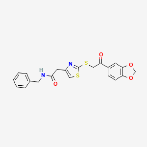molecular formula C21H18N2O4S2 B3204982 2-(2-((2-(benzo[d][1,3]dioxol-5-yl)-2-oxoethyl)thio)thiazol-4-yl)-N-benzylacetamide CAS No. 1040638-83-2