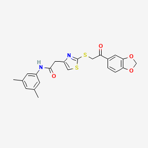 molecular formula C22H20N2O4S2 B3205005 2-(2-((2-(benzo[d][1,3]dioxol-5-yl)-2-oxoethyl)thio)thiazol-4-yl)-N-(3,5-dimethylphenyl)acetamide CAS No. 1040639-07-3