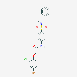 molecular formula C22H20BrClN2O4S B320502 N-(4-{[benzyl(methyl)amino]sulfonyl}phenyl)-2-(4-bromo-2-chlorophenoxy)acetamide 