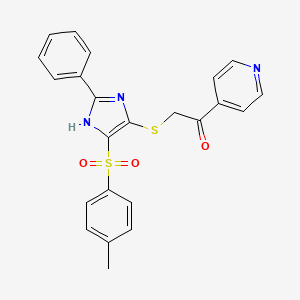 molecular formula C23H19N3O3S2 B3205028 2-((2-phenyl-4-tosyl-1H-imidazol-5-yl)thio)-1-(pyridin-4-yl)ethanone CAS No. 1040639-19-7