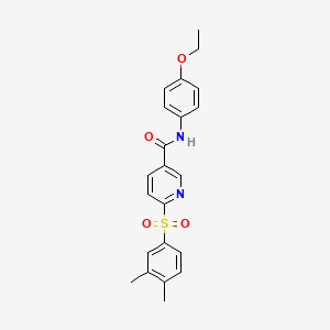molecular formula C22H22N2O4S B3205033 6-((3,4-dimethylphenyl)sulfonyl)-N-(4-ethoxyphenyl)nicotinamide CAS No. 1040639-25-5