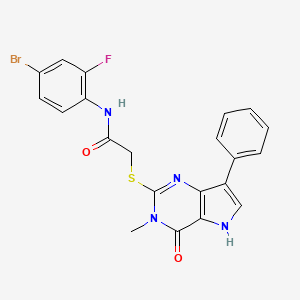 molecular formula C21H16BrFN4O2S B3205074 N-(4-bromo-2-fluorophenyl)-2-((3-methyl-4-oxo-7-phenyl-4,5-dihydro-3H-pyrrolo[3,2-d]pyrimidin-2-yl)thio)acetamide CAS No. 1040639-76-6