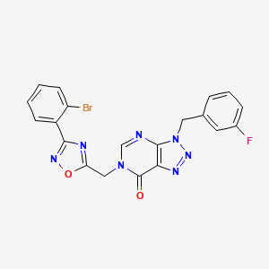 molecular formula C20H13BrFN7O2 B3205080 6-{[3-(2-bromophenyl)-1,2,4-oxadiazol-5-yl]methyl}-3-(3-fluorobenzyl)-3,6-dihydro-7H-[1,2,3]triazolo[4,5-d]pyrimidin-7-one CAS No. 1040639-83-5