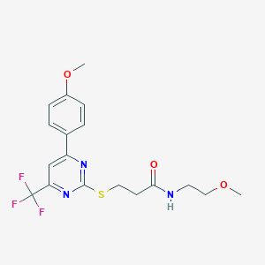 N-(2-Methoxy-ethyl)-3-[4-(4-methoxy-phenyl)-6-trifluoromethyl-pyrimidin-2-ylsulfanyl]-propionamide