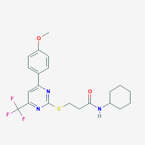 N-cyclohexyl-3-{[4-(4-methoxyphenyl)-6-(trifluoromethyl)-2-pyrimidinyl]sulfanyl}propanamide
