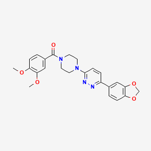molecular formula C24H24N4O5 B3205121 (4-(6-(Benzo[d][1,3]dioxol-5-yl)pyridazin-3-yl)piperazin-1-yl)(3,4-dimethoxyphenyl)methanone CAS No. 1040640-32-1