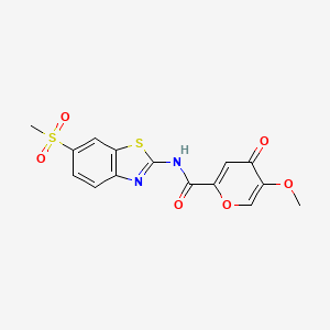 molecular formula C15H12N2O6S2 B3205125 5-methoxy-N-(6-(methylsulfonyl)benzo[d]thiazol-2-yl)-4-oxo-4H-pyran-2-carboxamide CAS No. 1040640-43-4
