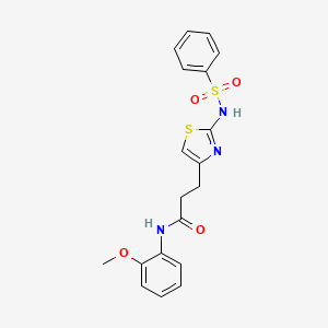 molecular formula C19H19N3O4S2 B3205159 N-(2-methoxyphenyl)-3-(2-(phenylsulfonamido)thiazol-4-yl)propanamide CAS No. 1040640-87-6