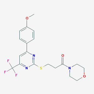 3-[4-(4-Methoxy-phenyl)-6-trifluoromethyl-pyrimidin-2-ylsulfanyl]-1-morpholin-4-yl-propan-1-one