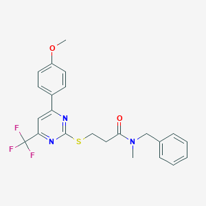 N-benzyl-3-{[4-(4-methoxyphenyl)-6-(trifluoromethyl)-2-pyrimidinyl]sulfanyl}-N-methylpropanamide