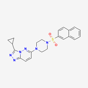 molecular formula C22H22N6O2S B3205188 3-Cyclopropyl-6-(4-(naphthalen-2-ylsulfonyl)piperazin-1-yl)-[1,2,4]triazolo[4,3-b]pyridazine CAS No. 1040641-34-6