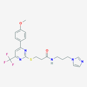 N-[3-(1H-imidazol-1-yl)propyl]-3-{[4-(4-methoxyphenyl)-6-(trifluoromethyl)-2-pyrimidinyl]sulfanyl}propanamide