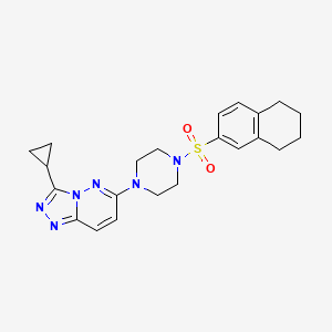 molecular formula C22H26N6O2S B3205196 3-Cyclopropyl-6-(4-((5,6,7,8-tetrahydronaphthalen-2-yl)sulfonyl)piperazin-1-yl)-[1,2,4]triazolo[4,3-b]pyridazine CAS No. 1040641-42-6