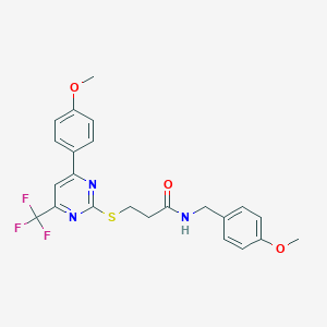molecular formula C23H22F3N3O3S B320520 N-(4-methoxybenzyl)-3-{[4-(4-methoxyphenyl)-6-(trifluoromethyl)-2-pyrimidinyl]sulfanyl}propanamide 