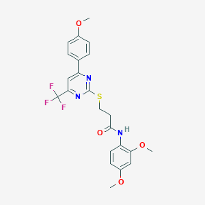N-(2,4-dimethoxyphenyl)-3-{[4-(4-methoxyphenyl)-6-(trifluoromethyl)-2-pyrimidinyl]sulfanyl}propanamide