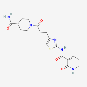 molecular formula C18H21N5O4S B3205232 N-(4-(3-(4-carbamoylpiperidin-1-yl)-3-oxopropyl)thiazol-2-yl)-2-oxo-1,2-dihydropyridine-3-carboxamide CAS No. 1040642-06-5