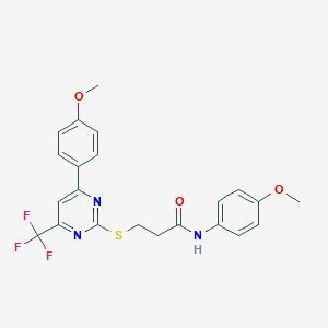 N-(4-methoxyphenyl)-3-{[4-(4-methoxyphenyl)-6-(trifluoromethyl)-2-pyrimidinyl]sulfanyl}propanamide