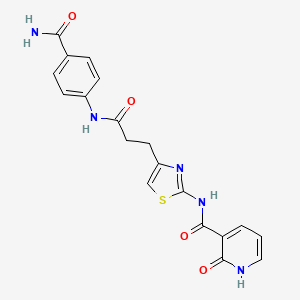 N-(4-(3-((4-carbamoylphenyl)amino)-3-oxopropyl)thiazol-2-yl)-2-oxo-1,2-dihydropyridine-3-carboxamide