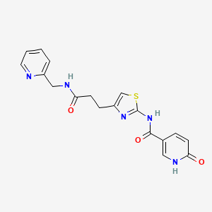 molecular formula C18H17N5O3S B3205264 6-oxo-N-(4-(3-oxo-3-((pyridin-2-ylmethyl)amino)propyl)thiazol-2-yl)-1,6-dihydropyridine-3-carboxamide CAS No. 1040642-52-1