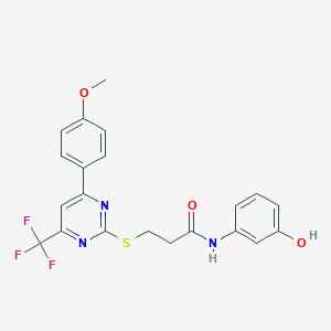 N-(3-hydroxyphenyl)-3-{[4-(4-methoxyphenyl)-6-(trifluoromethyl)-2-pyrimidinyl]sulfanyl}propanamide