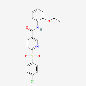 molecular formula C20H17ClN2O4S B3205292 6-((4-chlorophenyl)sulfonyl)-N-(2-ethoxyphenyl)nicotinamide CAS No. 1040642-75-8