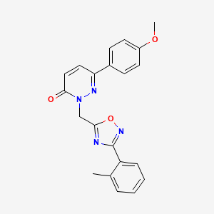 molecular formula C21H18N4O3 B3205298 6-(4-methoxyphenyl)-2-((3-(o-tolyl)-1,2,4-oxadiazol-5-yl)methyl)pyridazin-3(2H)-one CAS No. 1040642-98-5