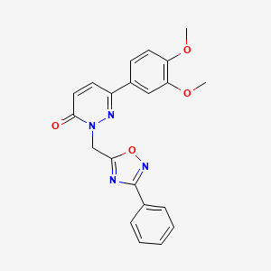 molecular formula C21H18N4O4 B3205328 6-(3,4-dimethoxyphenyl)-2-((3-phenyl-1,2,4-oxadiazol-5-yl)methyl)pyridazin-3(2H)-one CAS No. 1040643-46-6