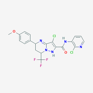 3-chloro-N-(2-chloropyridin-3-yl)-5-(4-methoxyphenyl)-7-(trifluoromethyl)-1,5,6,7-tetrahydropyrazolo[1,5-a]pyrimidine-2-carboxamide