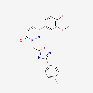 molecular formula C22H20N4O4 B3205343 6-(3,4-dimethoxyphenyl)-2-((3-(p-tolyl)-1,2,4-oxadiazol-5-yl)methyl)pyridazin-3(2H)-one CAS No. 1040643-62-6