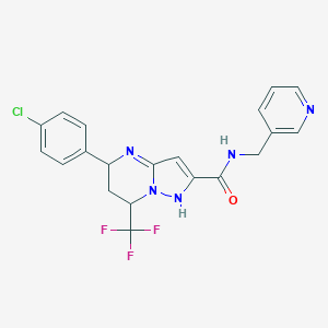molecular formula C20H17ClF3N5O B320535 5-(4-chlorophenyl)-N-(pyridin-3-ylmethyl)-7-(trifluoromethyl)-1,5,6,7-tetrahydropyrazolo[1,5-a]pyrimidine-2-carboxamide 