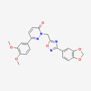 molecular formula C22H18N4O6 B3205357 2-{[3-(1,3-benzodioxol-5-yl)-1,2,4-oxadiazol-5-yl]methyl}-6-(3,4-dimethoxyphenyl)pyridazin-3(2H)-one CAS No. 1040643-78-4