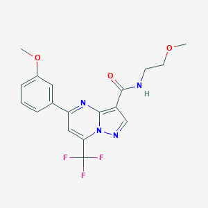 molecular formula C18H17F3N4O3 B320536 N-(2-methoxyethyl)-5-(3-methoxyphenyl)-7-(trifluoromethyl)pyrazolo[1,5-a]pyrimidine-3-carboxamide 