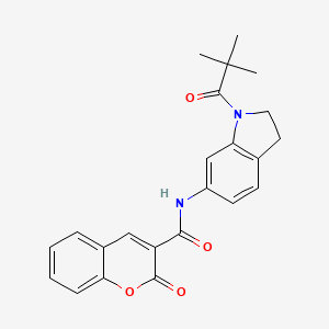 molecular formula C23H22N2O4 B3205362 2-oxo-N-(1-pivaloylindolin-6-yl)-2H-chromene-3-carboxamide CAS No. 1040644-14-1