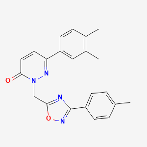 molecular formula C22H20N4O2 B3205372 6-(3,4-dimethylphenyl)-2-((3-(p-tolyl)-1,2,4-oxadiazol-5-yl)methyl)pyridazin-3(2H)-one CAS No. 1040644-26-5