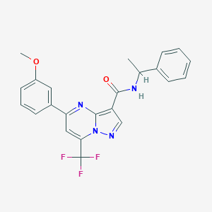 molecular formula C23H19F3N4O2 B320538 5-(3-methoxyphenyl)-N-(1-phenylethyl)-7-(trifluoromethyl)pyrazolo[1,5-a]pyrimidine-3-carboxamide 