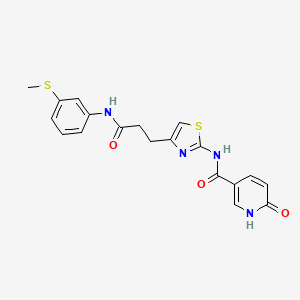 molecular formula C19H18N4O3S2 B3205384 N-(4-(3-((3-(methylthio)phenyl)amino)-3-oxopropyl)thiazol-2-yl)-6-oxo-1,6-dihydropyridine-3-carboxamide CAS No. 1040644-36-7