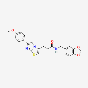 molecular formula C23H21N3O4S B3205392 N-(benzo[d][1,3]dioxol-5-ylmethyl)-3-(6-(4-methoxyphenyl)imidazo[2,1-b]thiazol-3-yl)propanamide CAS No. 1040644-47-0